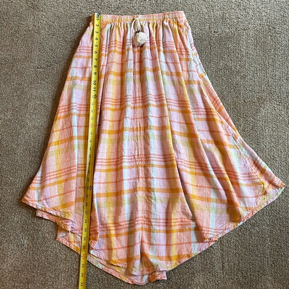 American Eagle Plaid Midi Skirt in Pink and Orange Size M Elastic Waist Boho - Picture 10 of 12